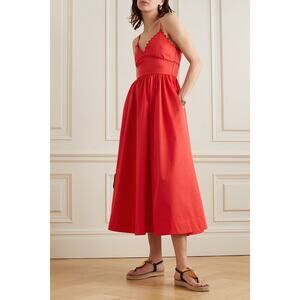 NWT Revolve La Ligne Embroidered Scalloped 'Jamie' Red Mini Dress Size Medium